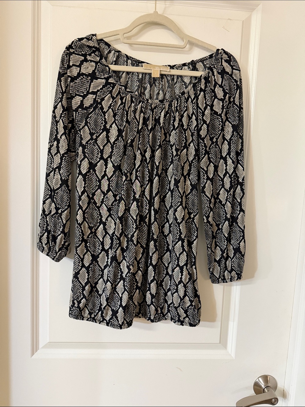 Michael Kors Black & White Snake-Print Tunic Blouse